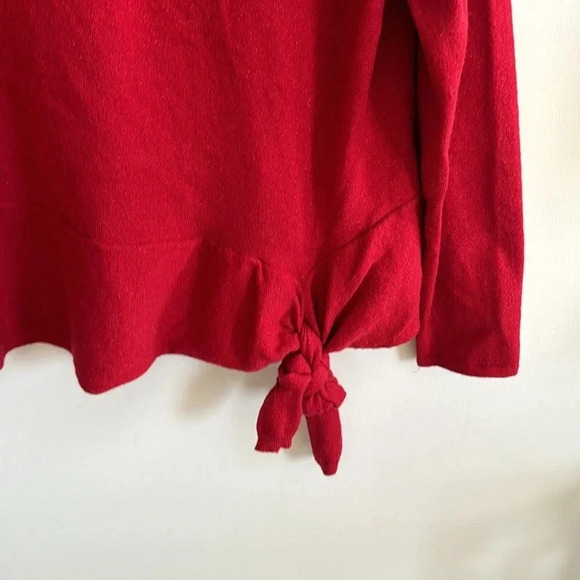 Dress barn red metallic side tie long sleeve knit sweater size XL - Picture 3 of 7
